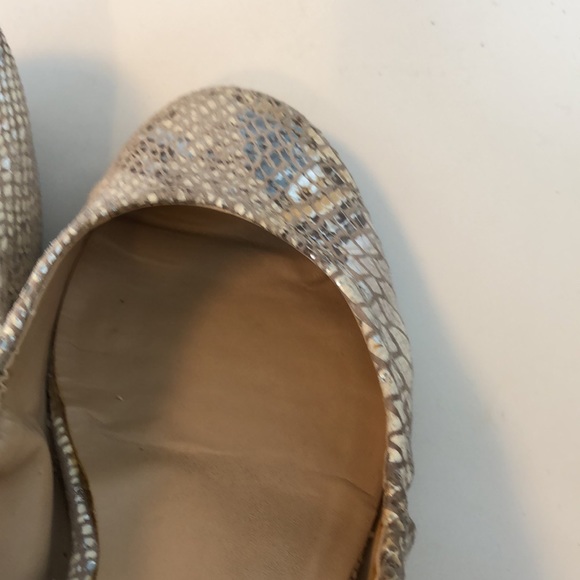 Neutral, metallic, snakeskin patterned flats - Picture 6 of 12